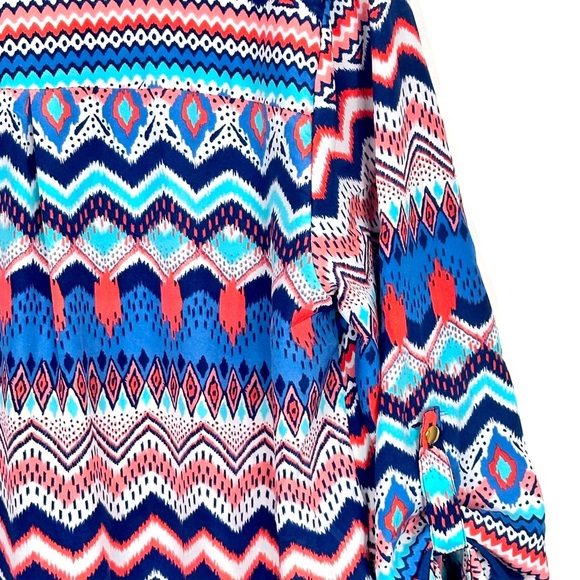 Almost Famous chevron tunic pull tab sleeve dress size XL 100% polyester - Picture 7 of 11